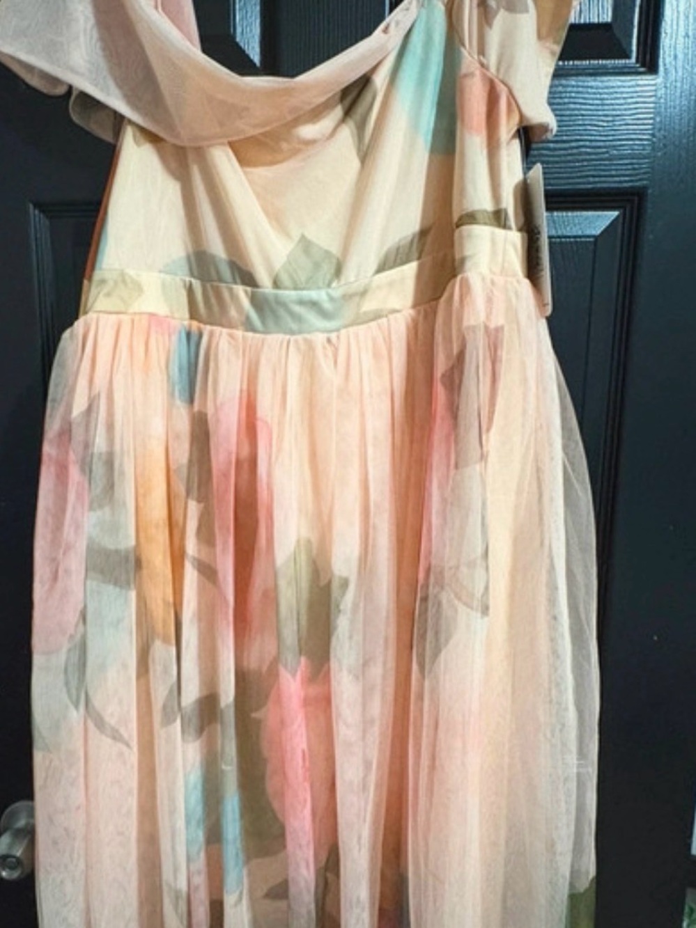 Girls' Peach Floral Tulle Party Dress